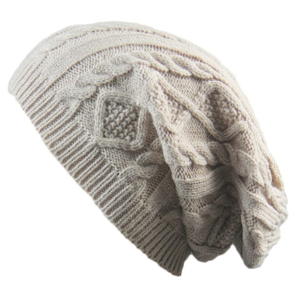 Beige Cable Knit Beanie