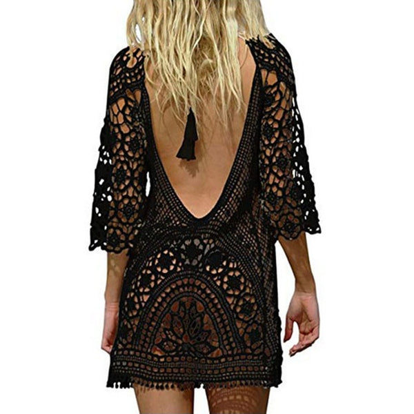Tassel Back Crochet Dress