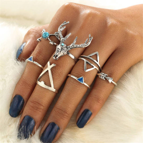 Elk Skull Stacking Rings