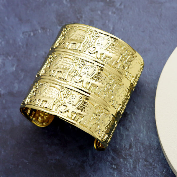 Gold Elephant Cuff Bracelet