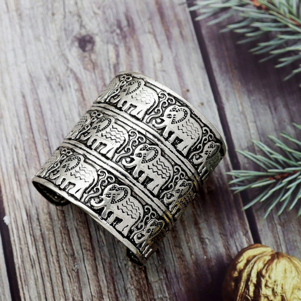 Burnished Silver Elephant Bracelet