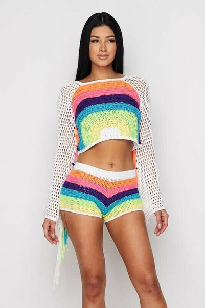 Rainbow & White Short Set