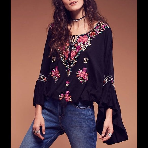 Black Bell Sleeve Top