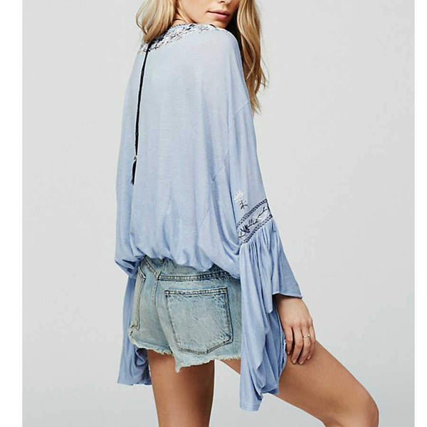 Blue Embroidery Top