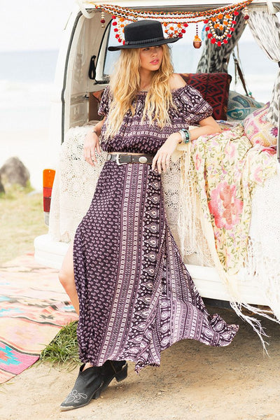 Spell And The Gypsy Gypsiana Pepper XS Peasant Top And Maxi Skirt Extra Small Boho Off The Shoulder Midrift Top And Double Slit Skirt Bohemian Goddess