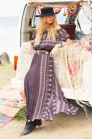 Spell And The Gypsy Gypsiana Pepper XS Peasant Top And Maxi Skirt Extra Small Boho Off The Shoulder Midrift Top And Double Slit Skirt Bohemian Goddess