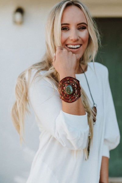 Leather Bracelet Black Stone