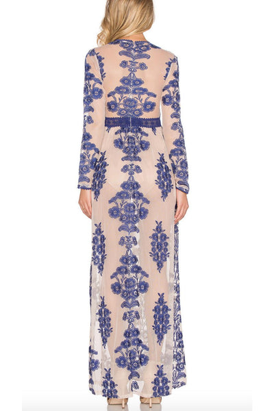 Blue Lace Maxi Dress