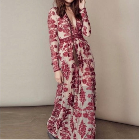 Red Bohemian Maxi Dress