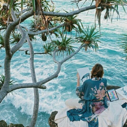 Blue Floral Kimono