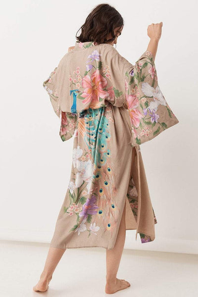 Beige Waterfall Kimono